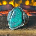 D Signed Variscite Sterling Twist Wire Bezel Statement Cuff