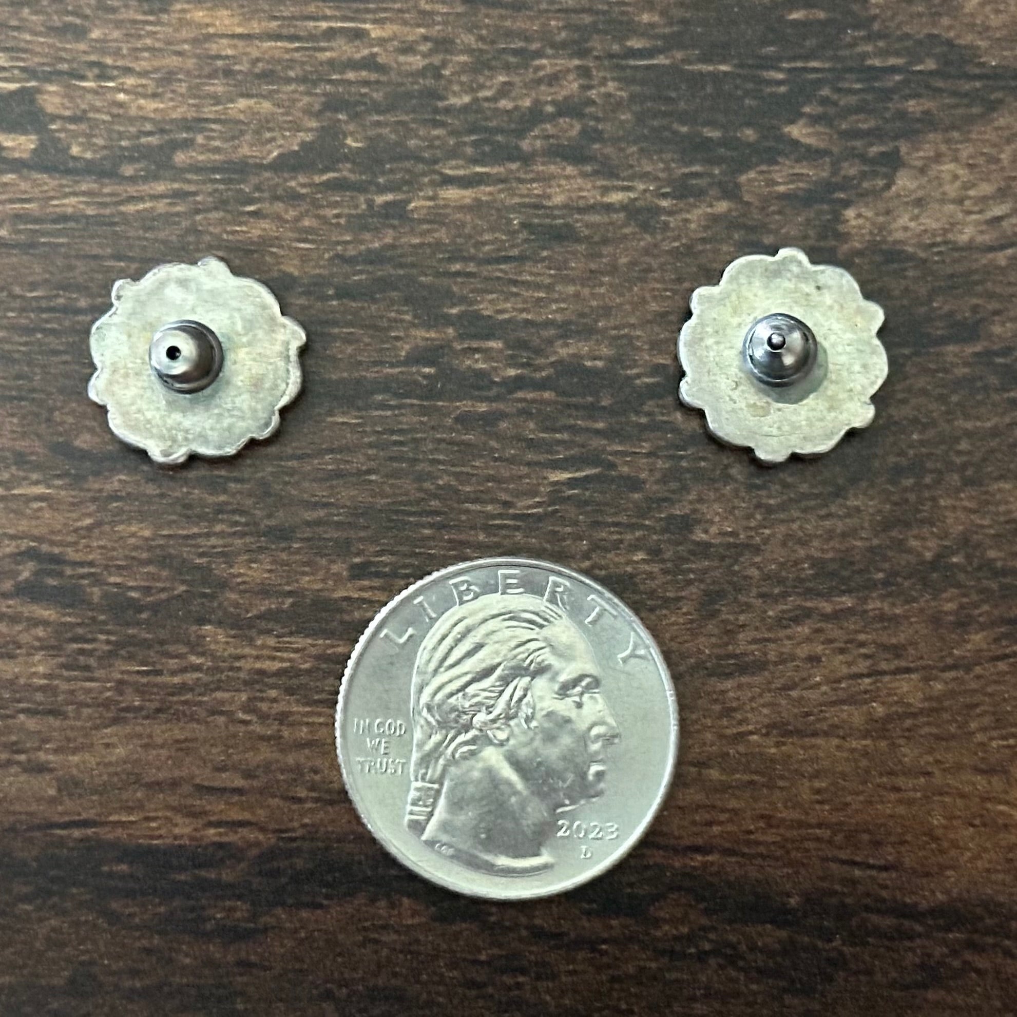 Turquoise 14 Stone Sterling Snake Eye Shadowbox Floral Raindrop Stud Earrings