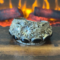 G Signed Onyx 9 Stone Sterling Floral Ornate Statement Cuff