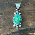 Navajo Marita Benally Sonoran Gold Turquoise Sterling Twist Wire Bezel Pendant