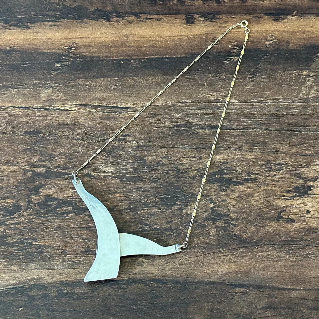 Silver Ray Turquoise Gold Over Sterling Ornate Hand Stamped Inlay Necklace