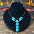 Navajo Eli Skeets Turquoise 6 Stone Sterling Raindrop Lariat Necklace