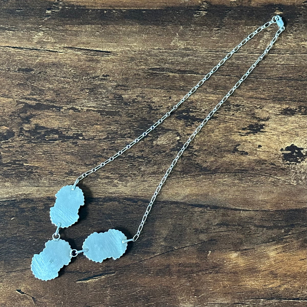 Running Bear Trading Turquoise 48 Stone Sterling Twist Wire Station Necklace
