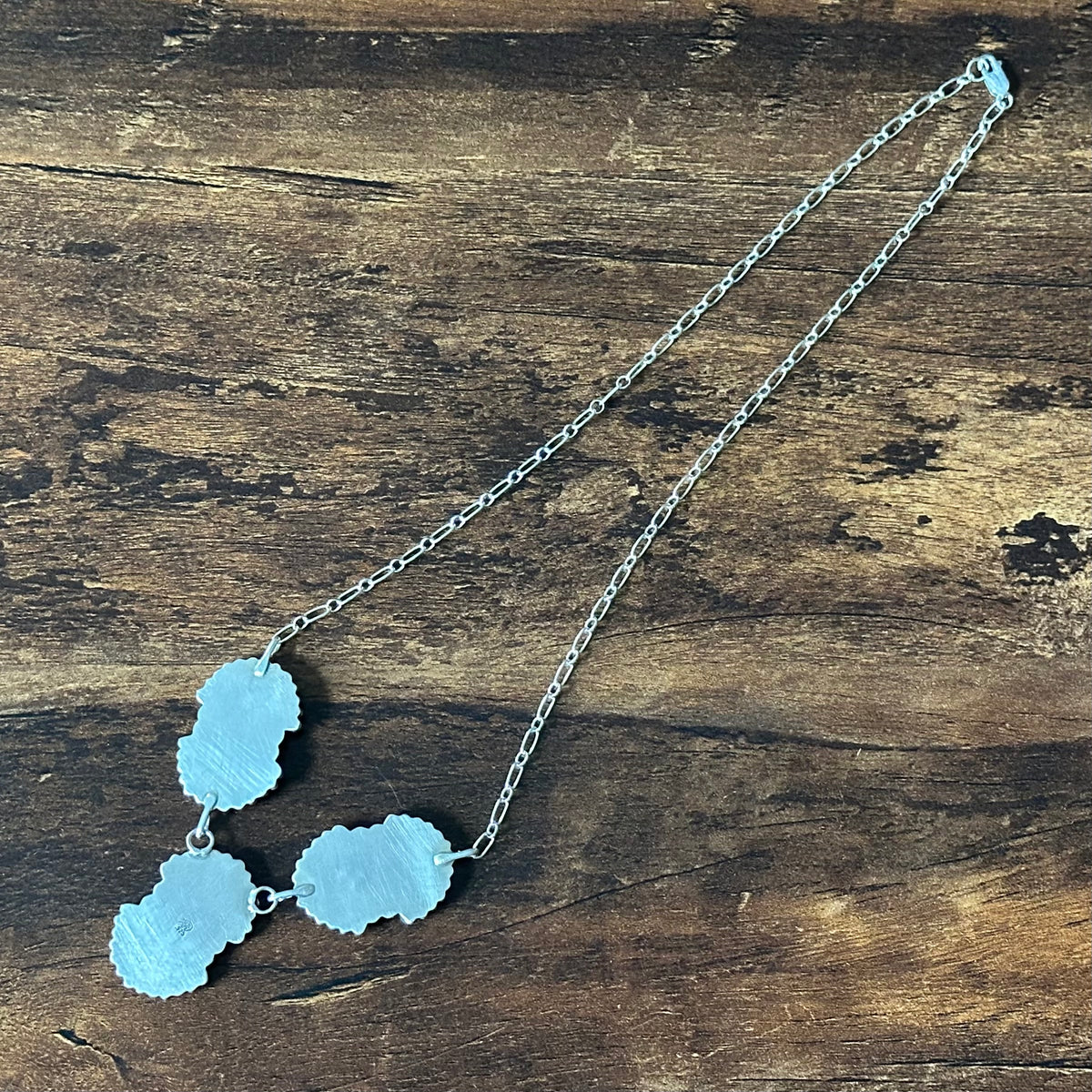 Running Bear Trading Turquoise 48 Stone Sterling Twist Wire Station Necklace