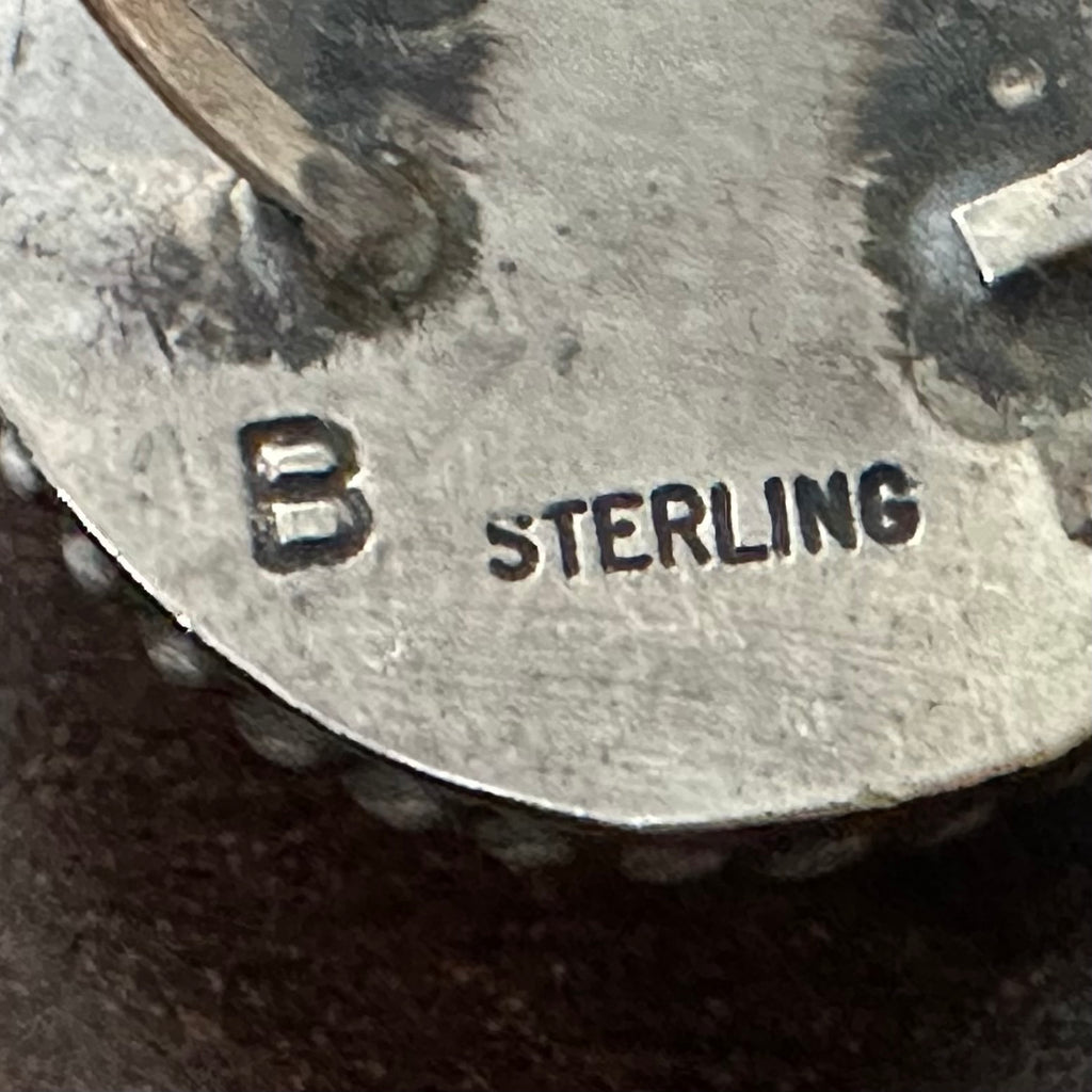 B Signed Orange Spiny Oyster Sterling Twist Wire Bezel Ring