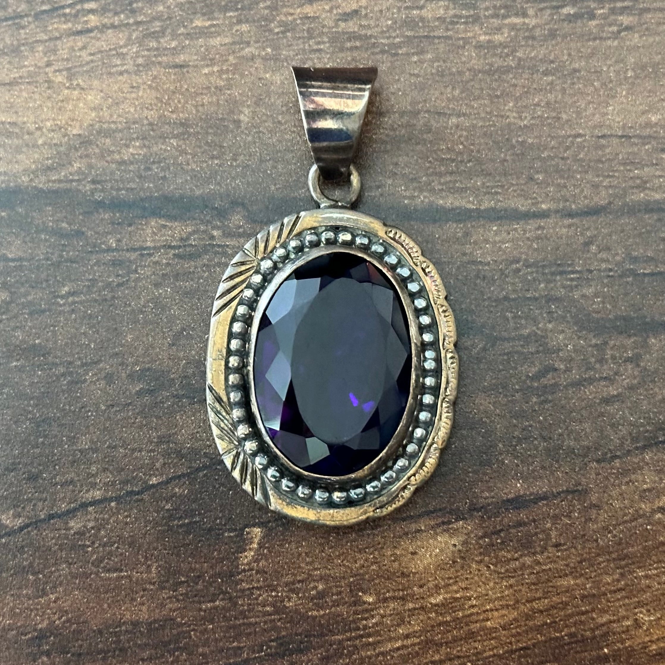 Lee Bennett Amethyst 12K Gold Filled Hand Stamped Sterling Pendant