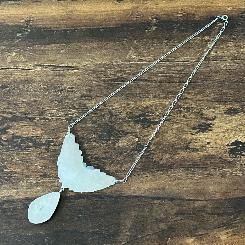 Turquoise 6 Stone Sterling Twist Wire Raindrop Necklace