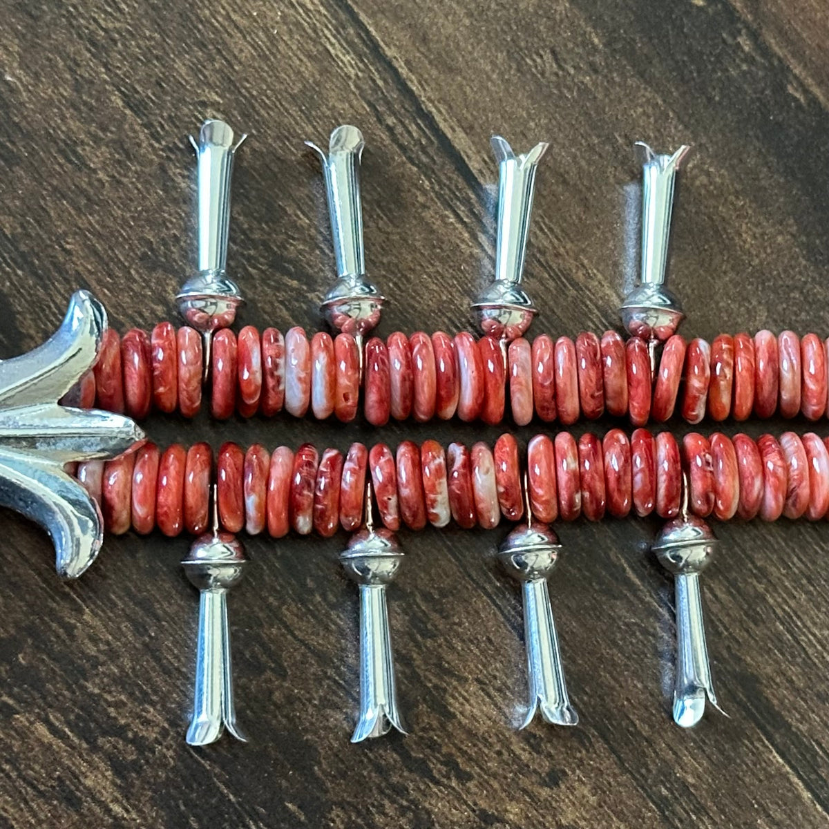 Navajo Francis L Begay Red Spiny Oyster Sterling Heishi Squash Blossom