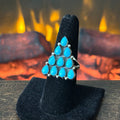 Navajo Loretta Delgarito Kingman Turquoise 10 Stone Sterling Petite Point Triangular Ring
