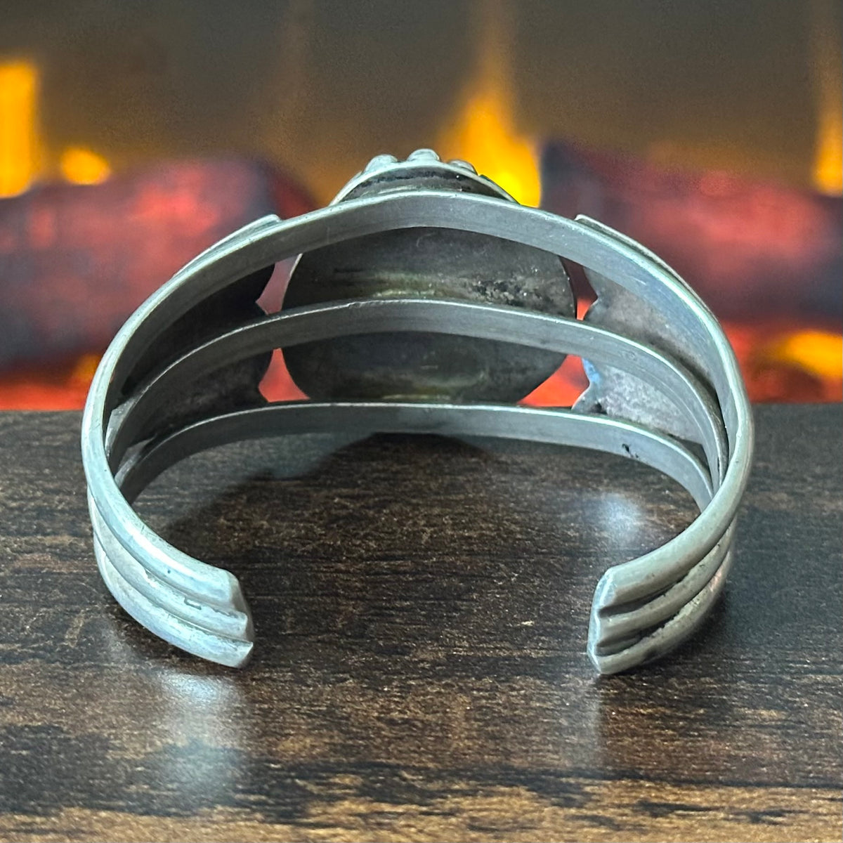 Turquoise Sterling Twist Wire Bezel Raindrop Fan Cuff