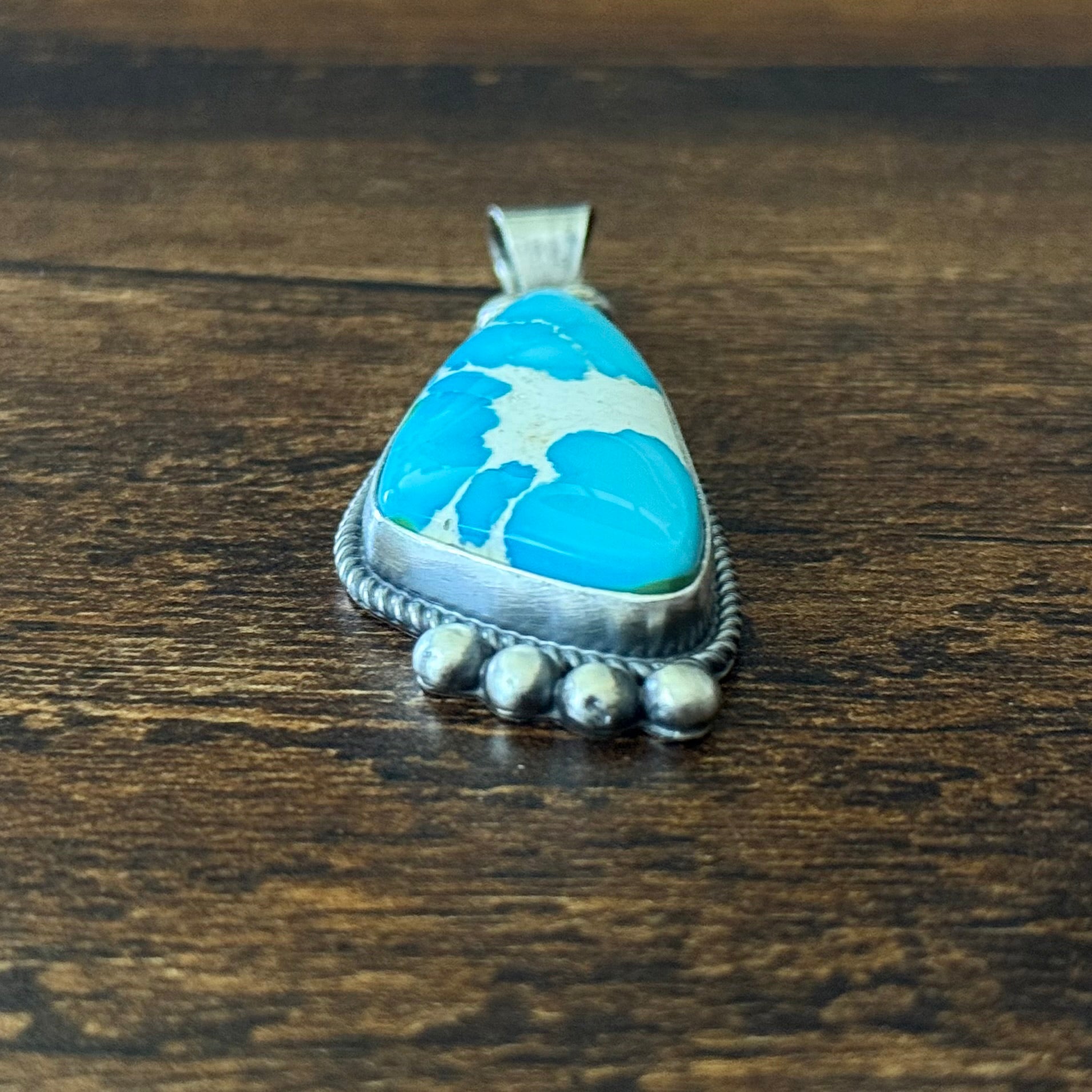 Navajo Hiram Largo Sonoran Gold Sterling Twist Wire Raindrop Pendant