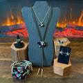 6pc Navajo Gilbert Smith Turquoise Onyx Spiny Oyster Lapis MOP Sterling Micro Inlay Bear Set