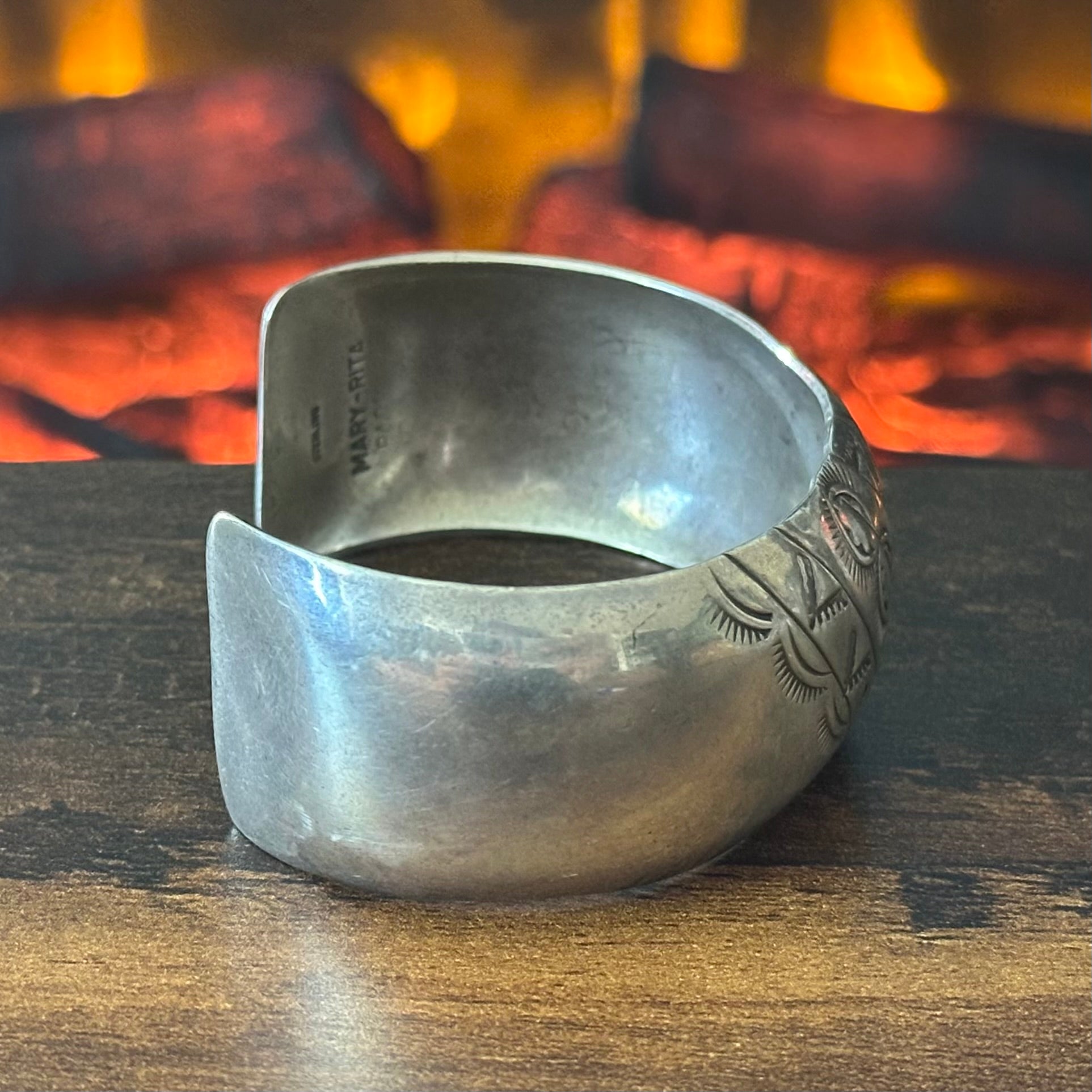 Mary-Rita Signed Sterling Hand Stamped Cuff