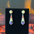 Navajo Calvin Begay Jasper Charoite MOP Jet Inlay Sterling Stud Earrings