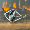 Onyx 2 Stone Sterling Twist Wire Leaf Cuff