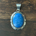 F Signed Denim Lapis Sterling Shadowbox Twist Wire Bezel Statement Pendant