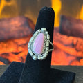 Navajo Annette Chiquito Pink Conch Sterling Twist Wire Bezel Ring