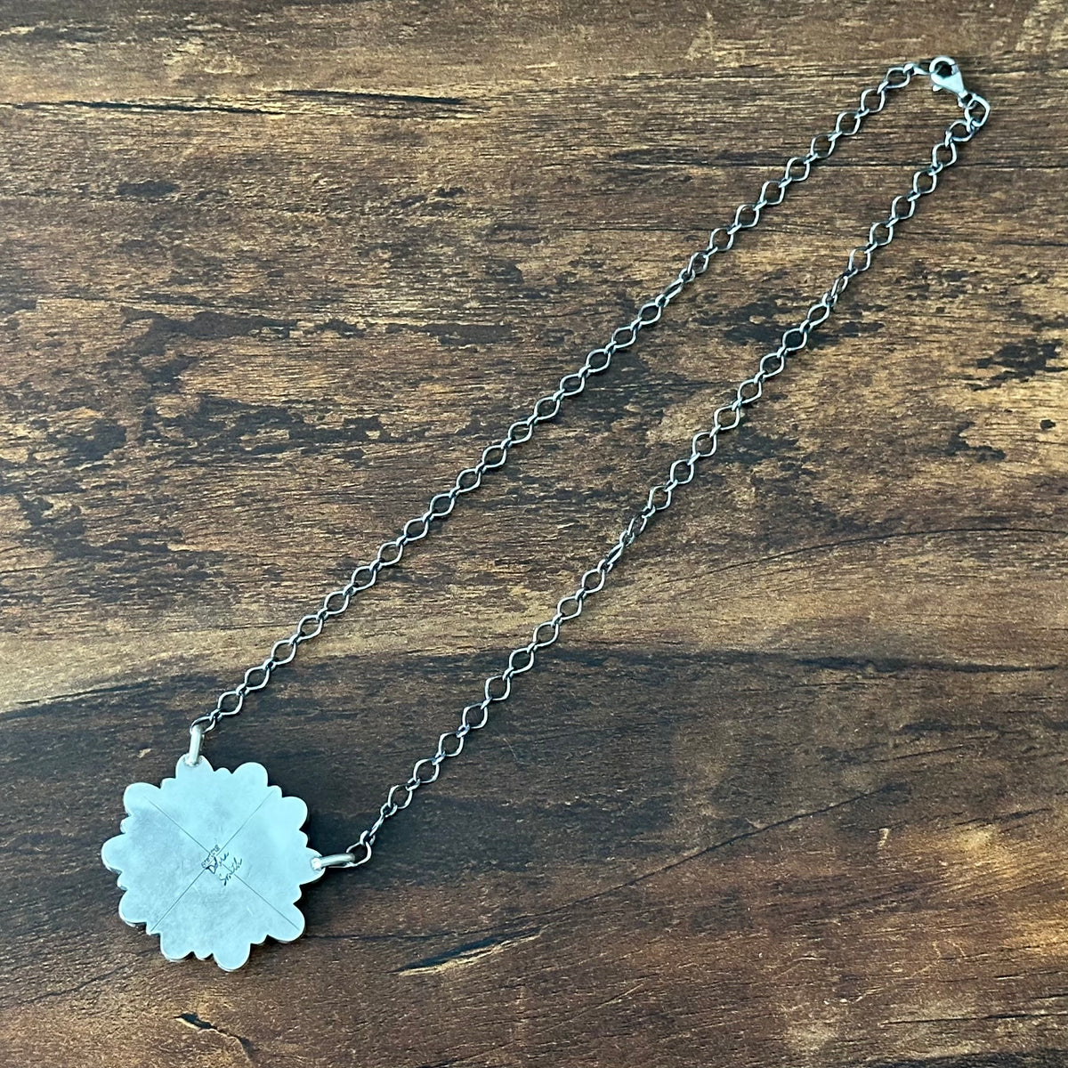 Navajo Debra Smith Kingman Turquoise 11 Stone Sterling Cluster Pendant Necklace