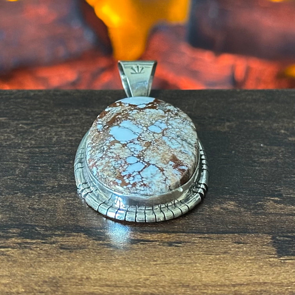 Navajo Samson Etsitty Wild Horse Sterling Oval Pendant