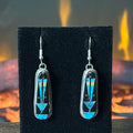 Navajo Gilbert Smith Turquoise Onyx Opal Spiny Oyster Gaspeite Sterling Micro Inlay Dangle Earrings