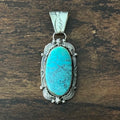 Running Bear Trading Turquoise Sterling Twist Wire Bezel Oval Pendant