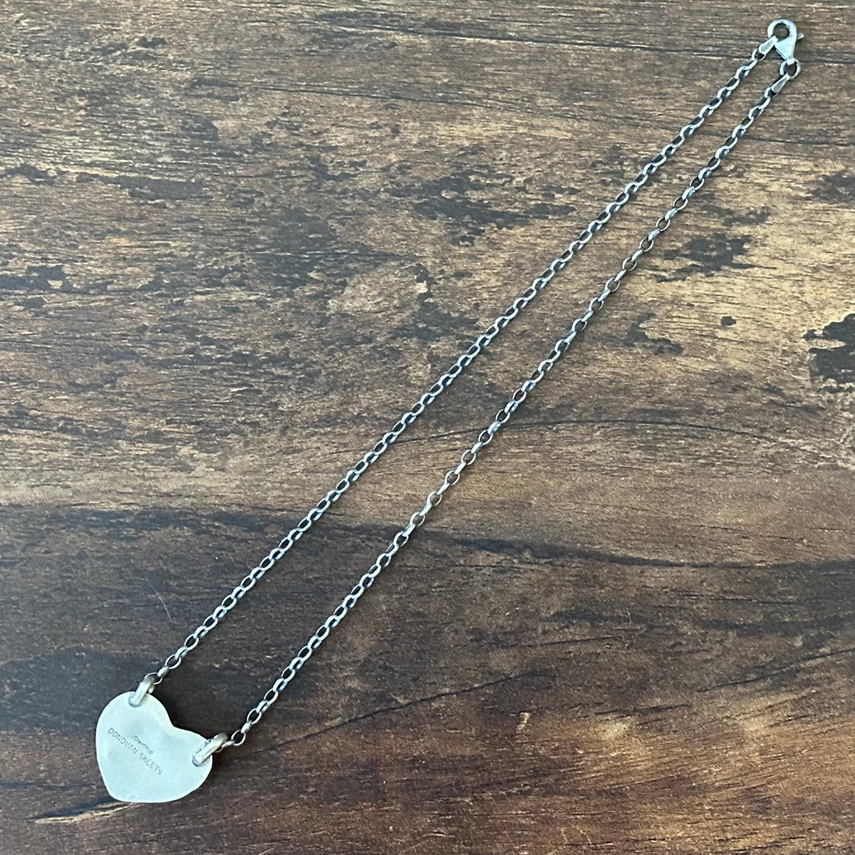 Navajo Donovan Skeets Mine #8 Turquoise Sterling Twist Wire Bezel Heart Pendant Necklace