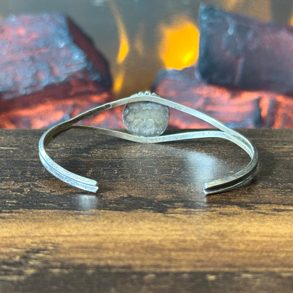 Vintage Turquoise Sterling Hand Stamped Raindrop Cuff