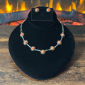 Navajo Martin Perry Spiny Oyster 7 Stone Sterling Shadowbox Station Necklace Earrings Set