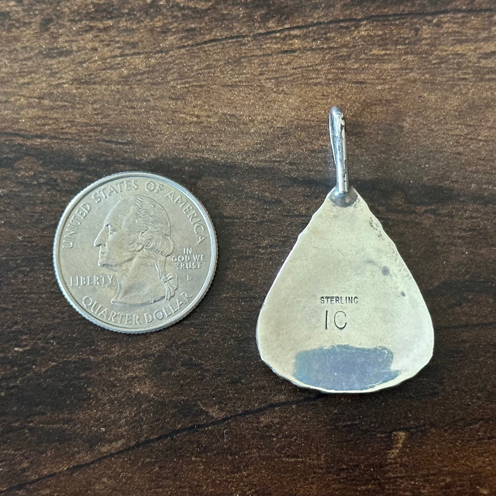 Navajo Irene Chiquito Turquoise 7 Stone Sterling Raindrop Cluster Pendant