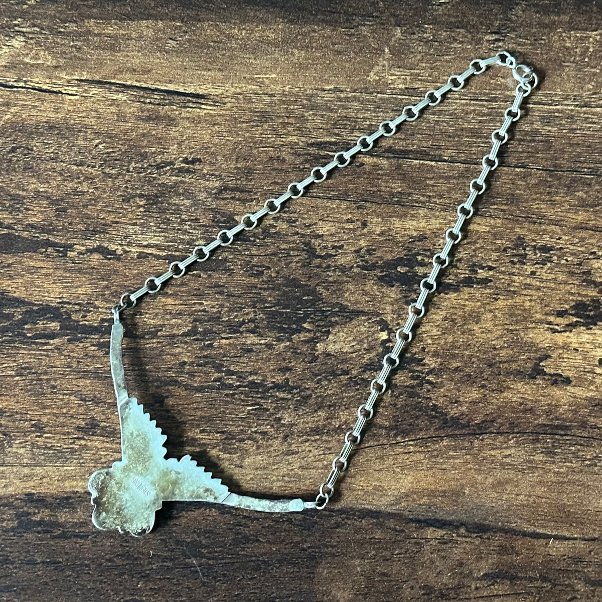 Vintage Turquoise 4 Stone Sterling Raindrop Fan Necklace