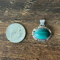RRJ Signed Malachite Sterling Oval Pendant