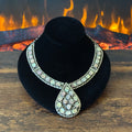 Navajo Carlos Signed Mother of Pearl 34 Stone Sterling Teardrop Cluster Statement Necklace
