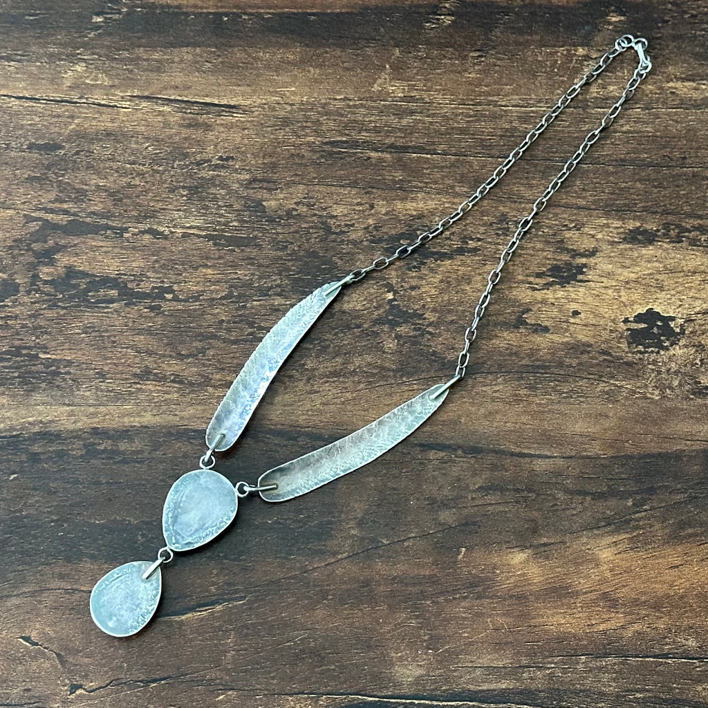 Turquoise Sterling Twist Wire Bezel Feather Statement Necklace