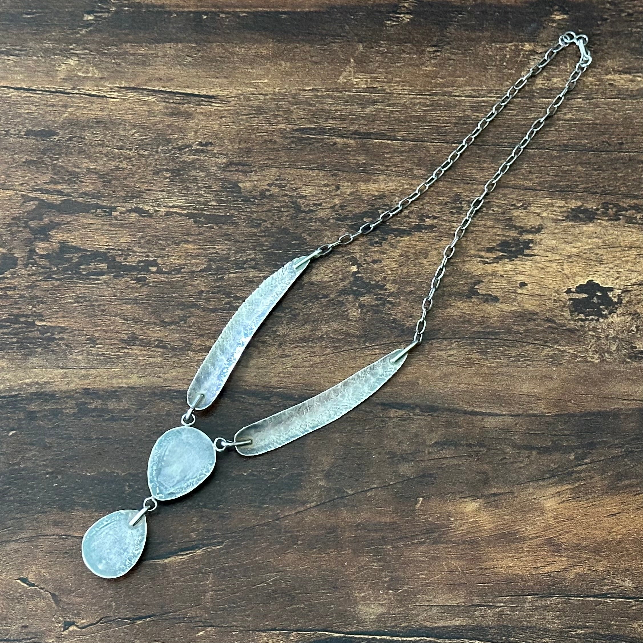 Turquoise Sterling Twist Wire Bezel Feather Statement Necklace