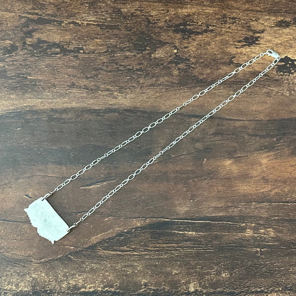Navajo Gregg Yazzie White Buffalo Sterling Feather Bar Pendant Necklace