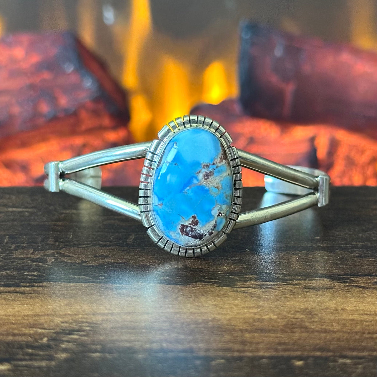 Navajo Samson Etsitty Golden Hills Turquoise Sterling Dual Shank Cuff