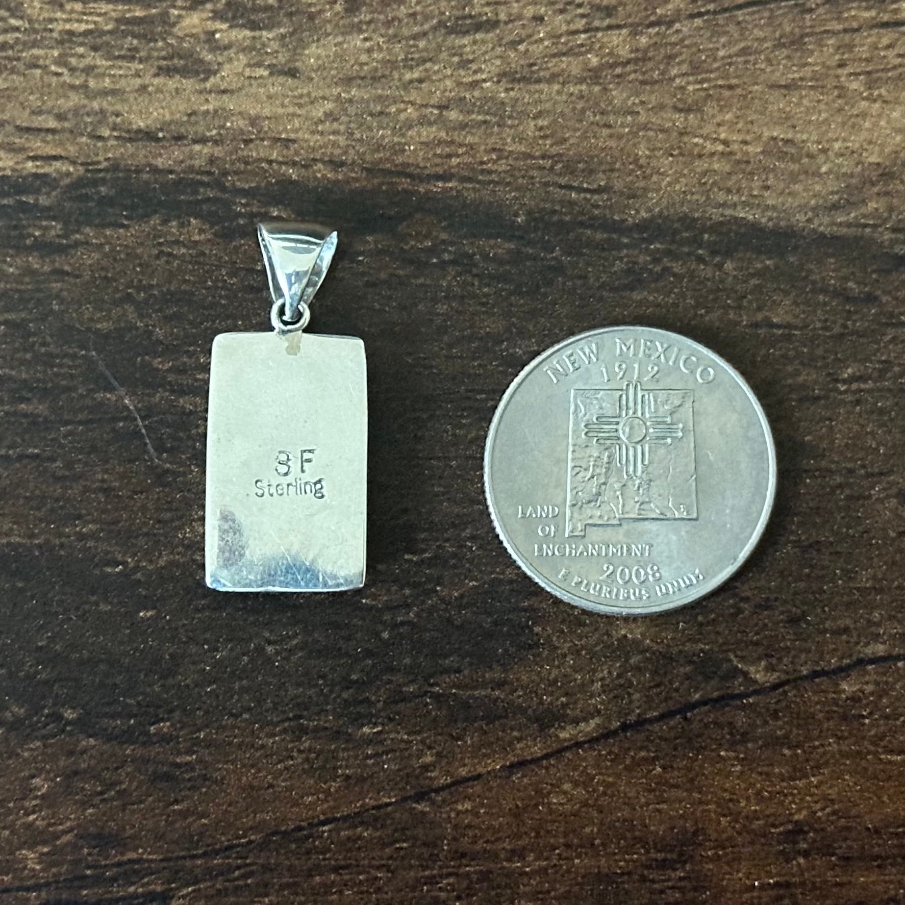 Navajo Steve Francisco Lapis Gaspeite Opal Sterling Geometric Inlay Pendant