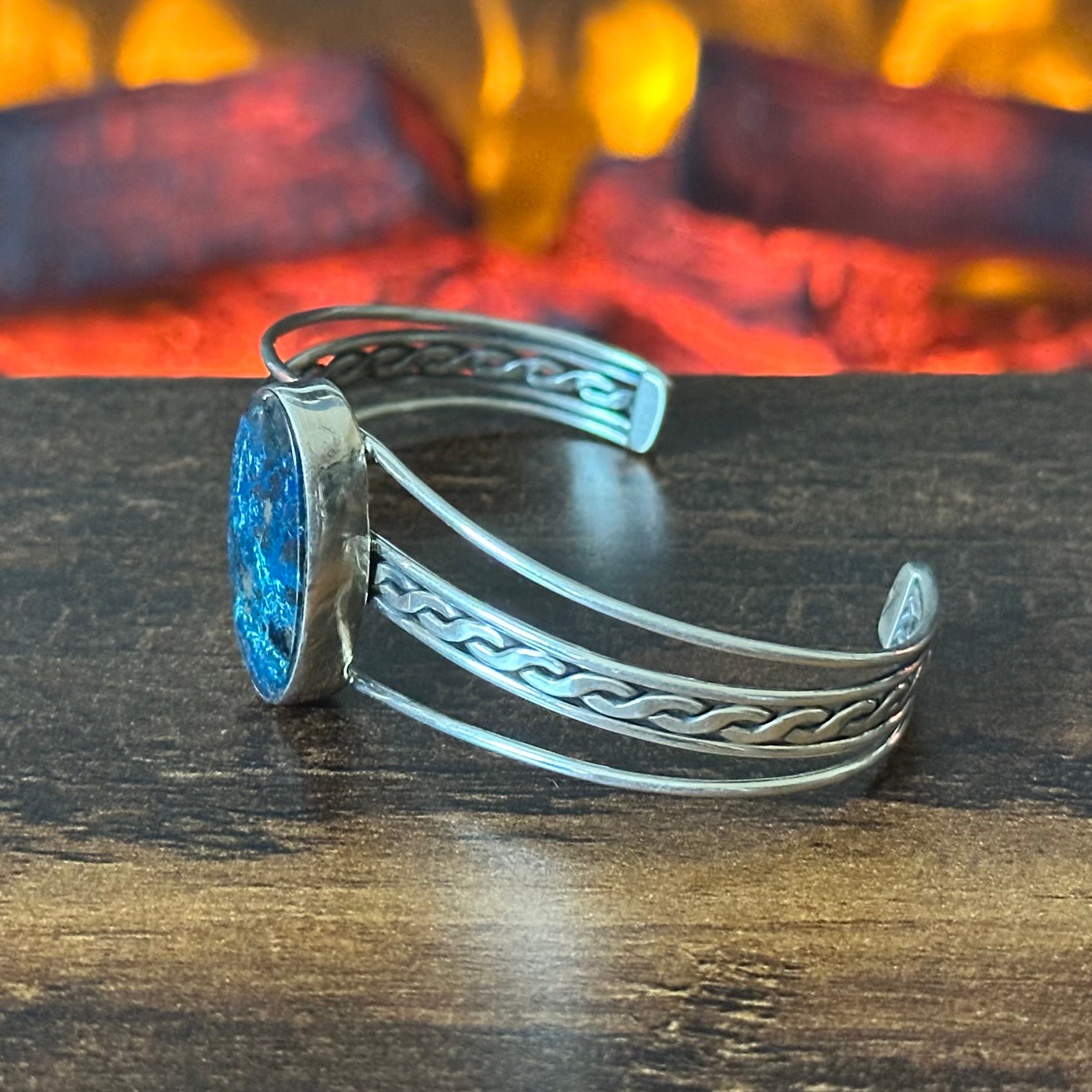 Azurite Sterling Twisted Rope Cuff
