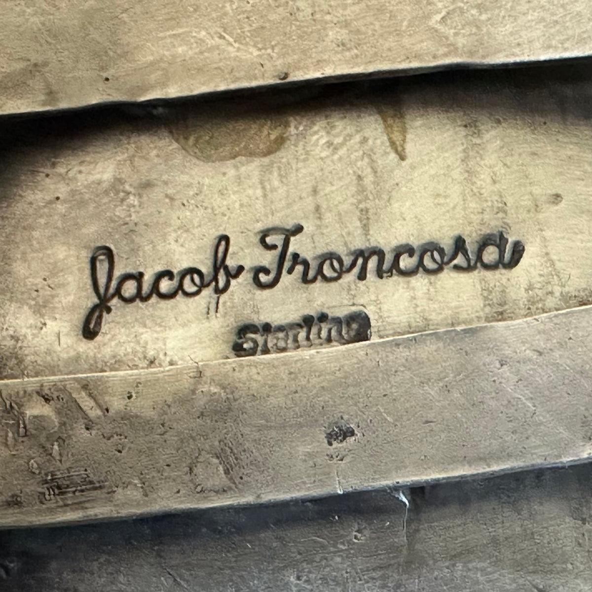 San Felipe Jacob Troncosa Turquoise Sterling Hand Stamped Statement Cuff