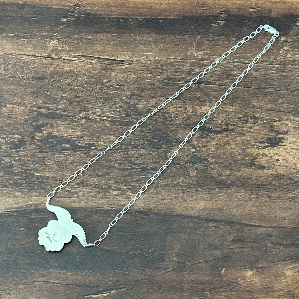 Navajo Gregg Yazzie Turquoise Sterling Twist Wire Feather Pendant Necklace