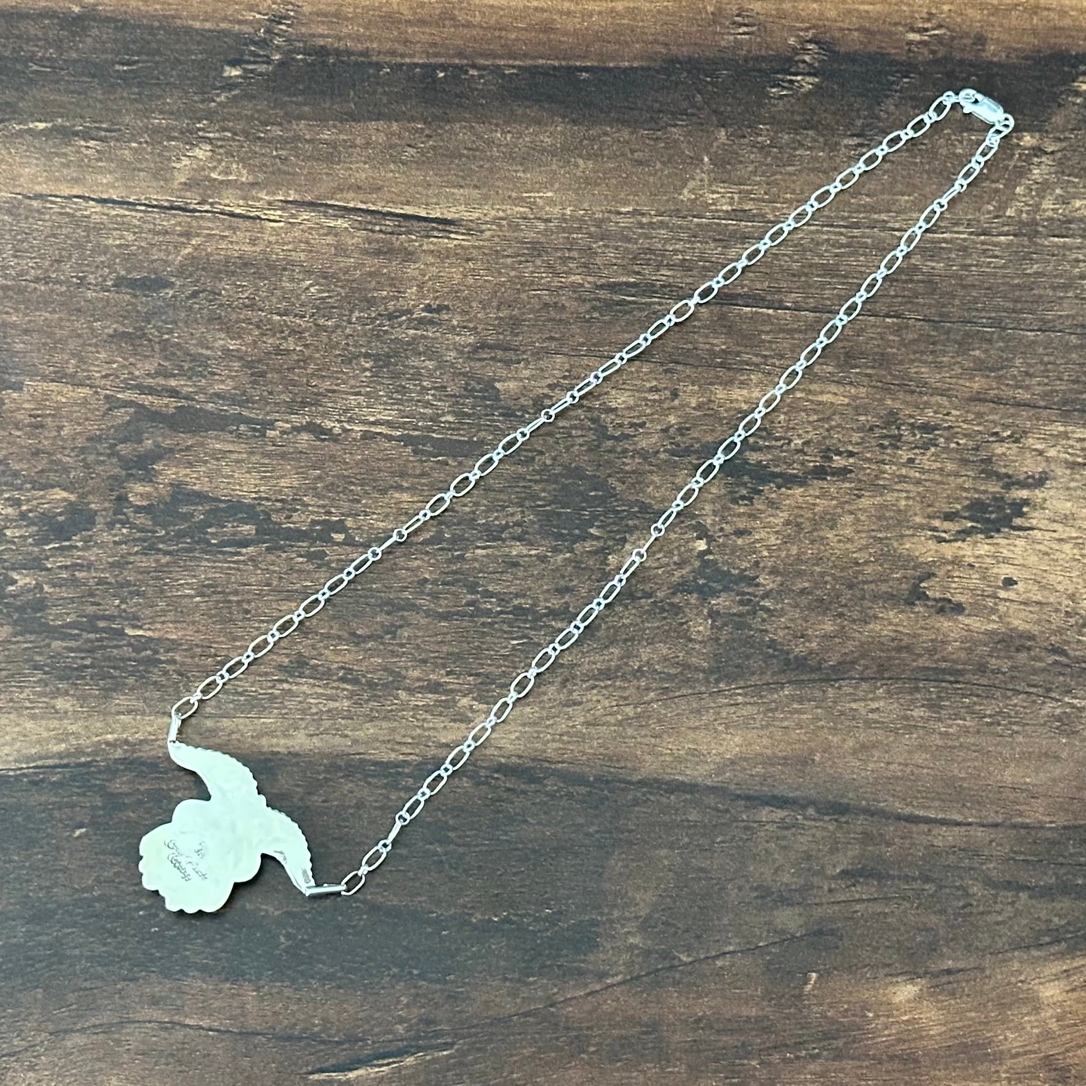 Navajo Gregg Yazzie Turquoise Sterling Twist Wire Feather Pendant Necklace