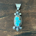 Navajo Marita Benally Golden Hills Turquoise Sterling Twist Wire Bezel Pendant