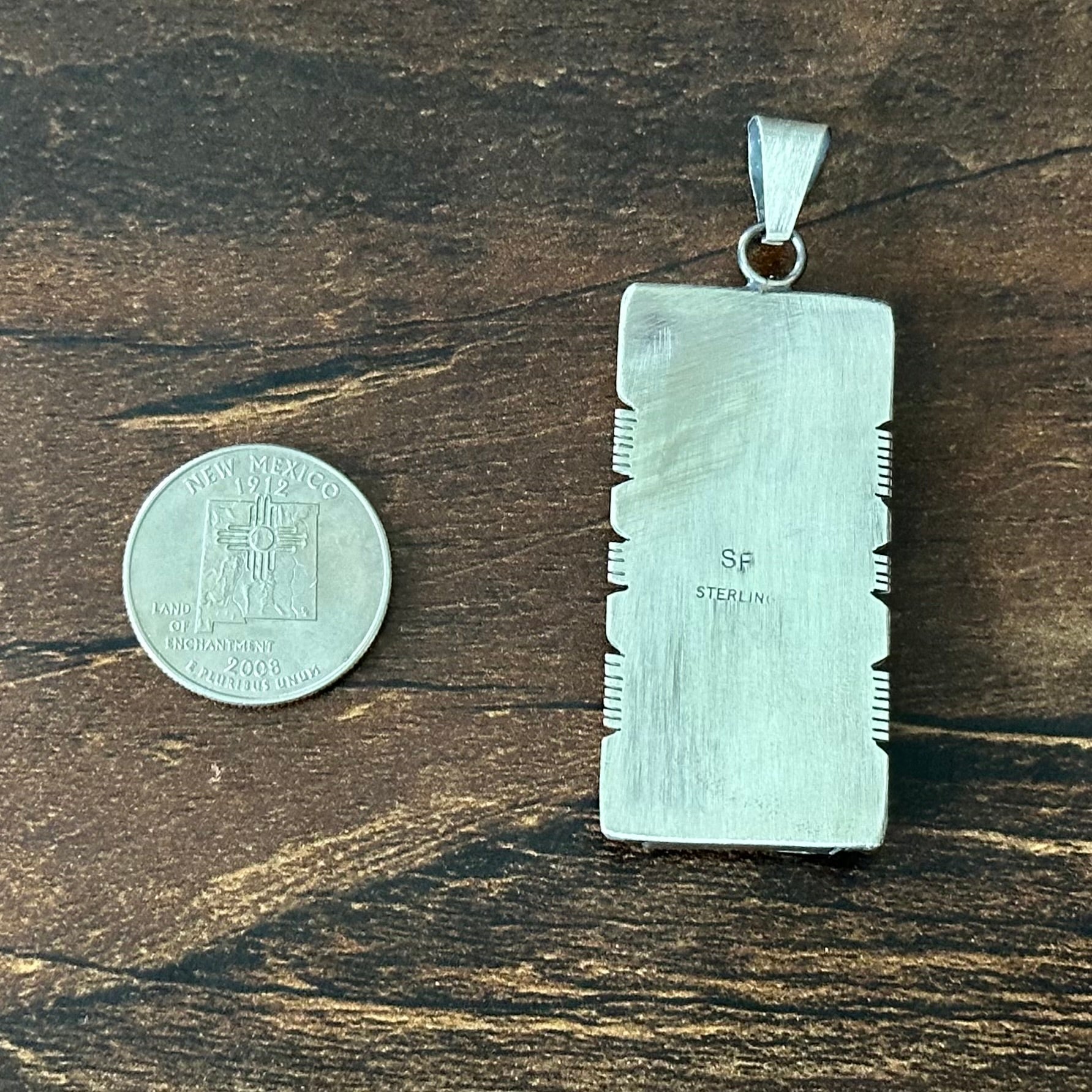 Navajo Steve Francisco Mine #8 Turquoise Sterling Twist Wire Cobblestone Inlay Statement Pendant