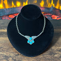 Vintage Turquoise 4 Stone Sterling Raindrop Fan Necklace