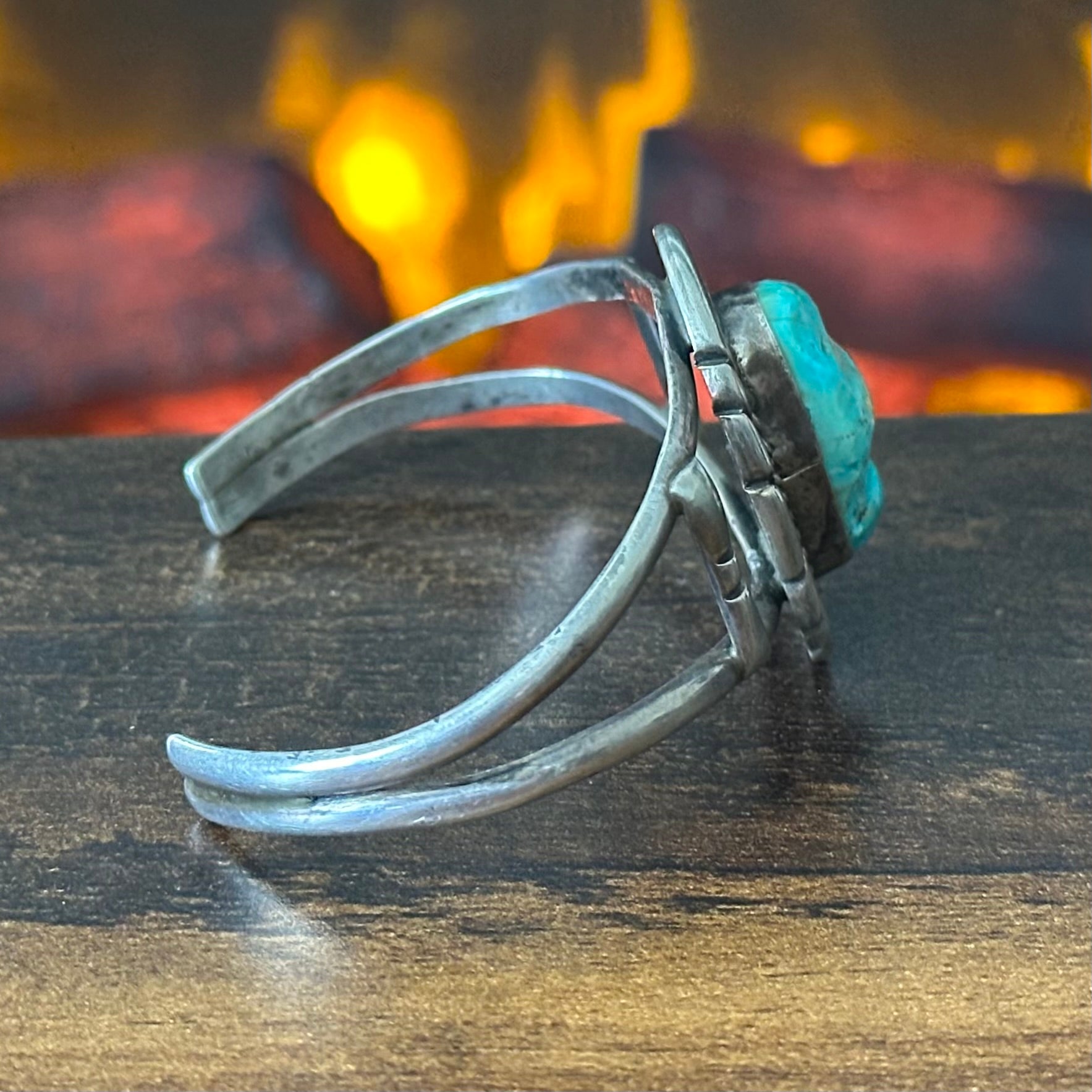 DV Signed Turquoise Twist Wire Cuff