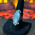 Navajo Freda Martinez White Buffalo Sterling Twist Wire Bezel Ring