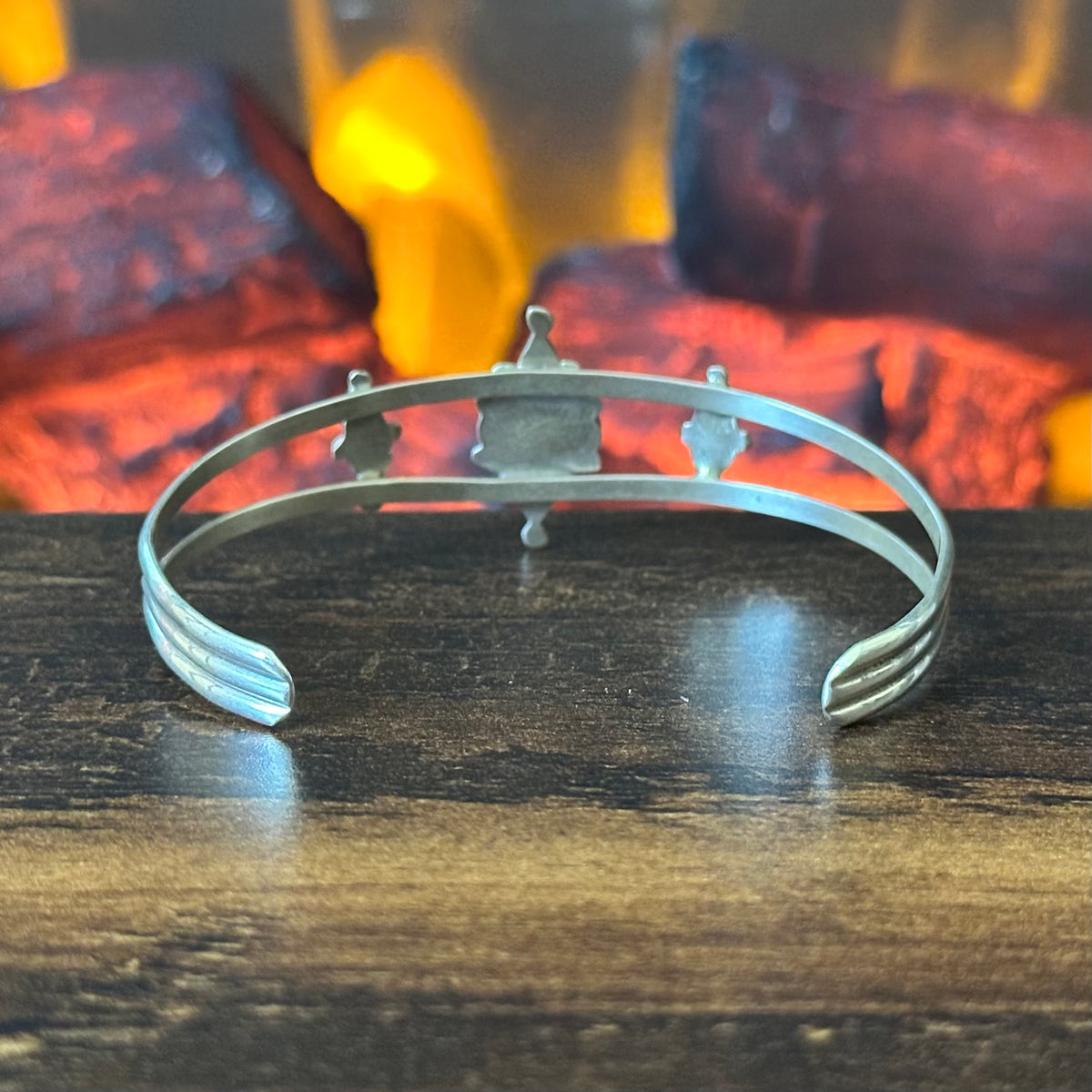 Turquoise Sterling Floral Inlay Raindrop Cuff