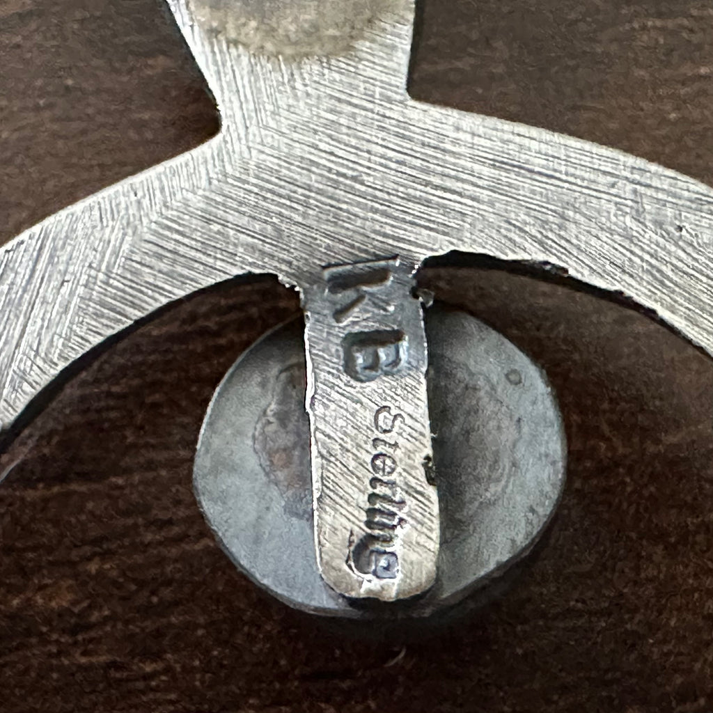 Navajo Kevin Billah Golden Hills Turquoise Sterling Hand Stamped Naja Pendant