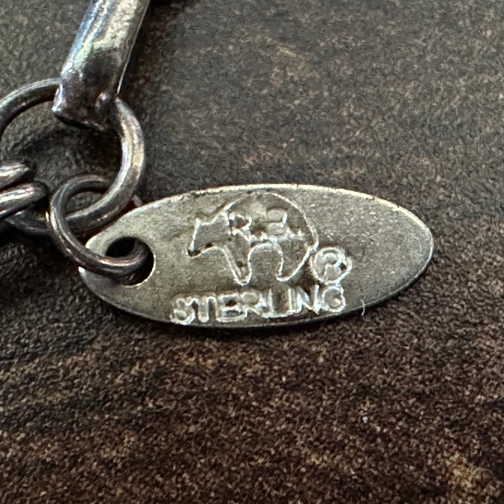Running Bear Trading Turquoise Red Coral 20 Stone Sterling Triple Strand Hand Stamped Naja Pendant Necklace