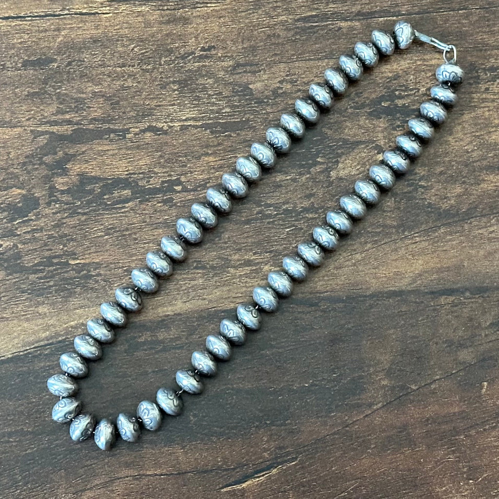 Vintage PY Signed Handmade Sterling Floral Stamped Pearls